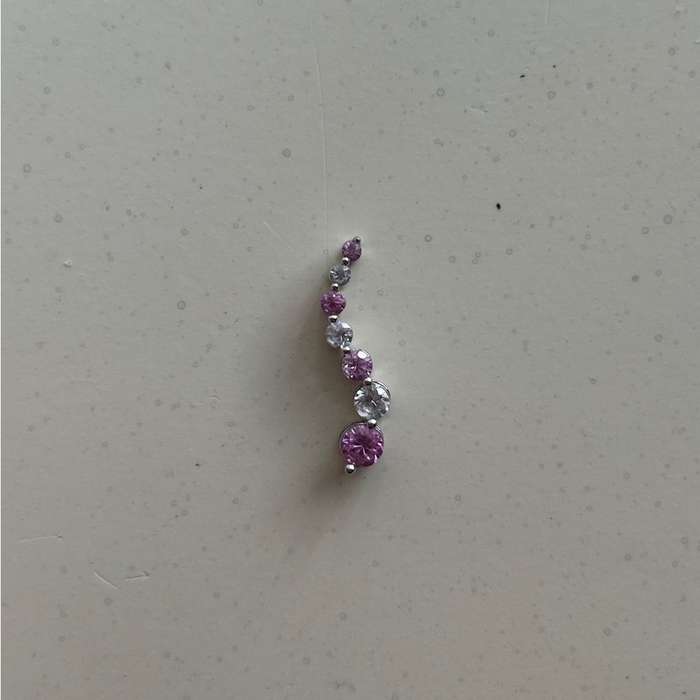 P10K White Gold Journey Pendant with Pink and White Topaz